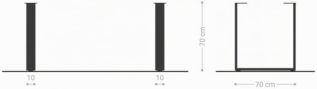 DELIFE Tischbeine Edelstahl Schmal (2er-Set) Tischgestell B9 x T64 x H71 cm, B9 x T64 x H71 cm