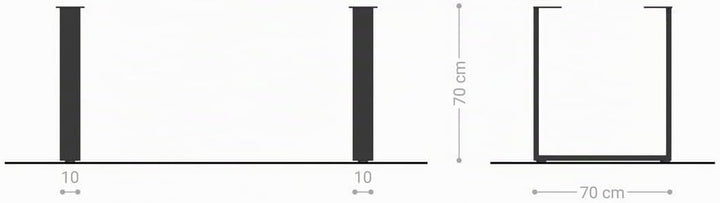 DELIFE Tischbeine Edelstahl Schmal (2er-Set) Tischgestell B9 x T64 x H71 cm, B9 x T64 x H71 cm