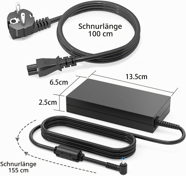 QYD 120W 19.5V 6.15A Ladegerät-Notebook-Netzteil für HP Omen 17-W101ng 17-W104ng TouchSmart 15-J078c