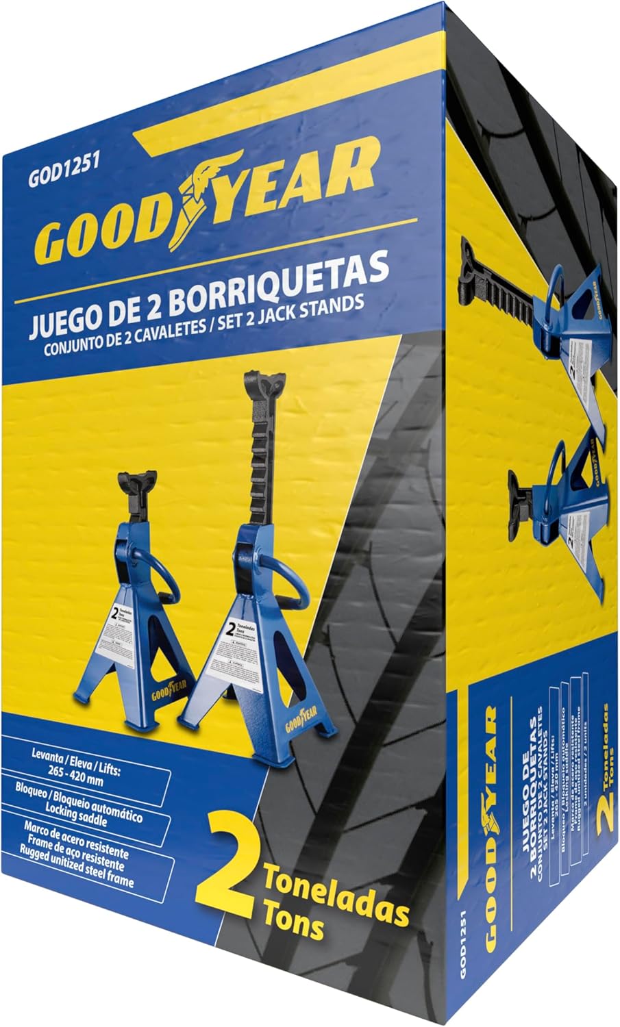 GOODYEAR GOD1251 Stahl Jack, Kapazität: 2 Tonnen, 2er Set, Set of 2 UNTERSTELLBÖCKE 2 TONNEN, UNTERS