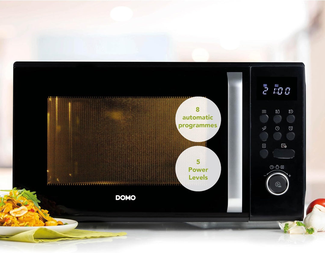 DOMO DO23101 Freistehend Mikrowelle - 5 Leistungsstufen - Auftaufunktion - 8 automatische Programme