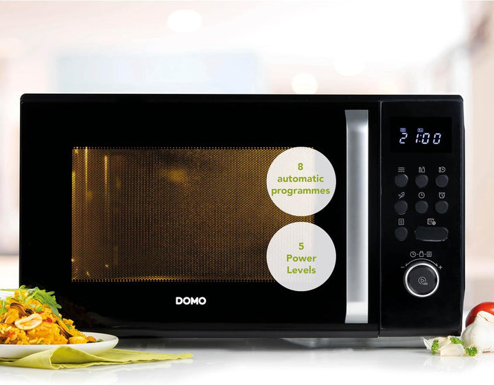 DOMO DO23101 Freistehend Mikrowelle - 5 Leistungsstufen - Auftaufunktion - 8 automatische Programme
