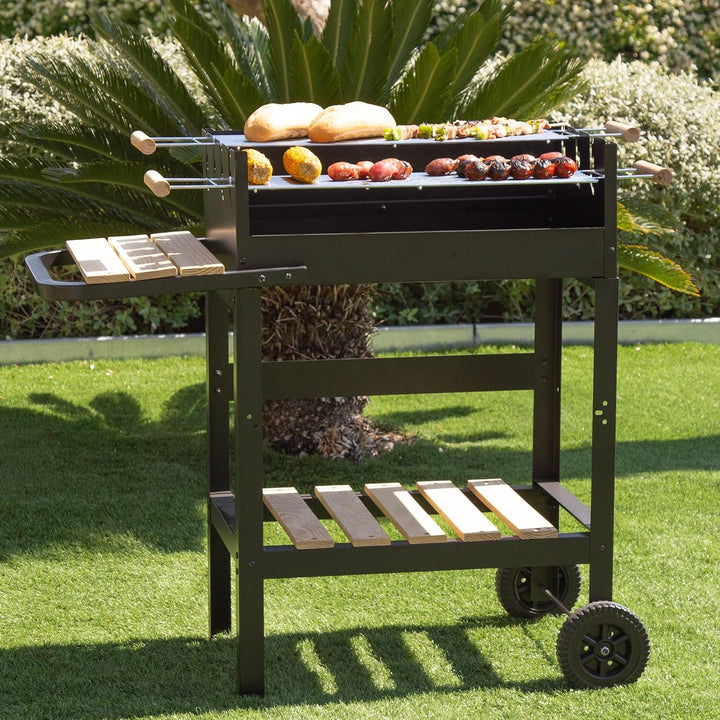 AKTIVE 52975 Holzkohle- und Holzkohlegrill mit doppeltem Grill, 100,5 x 40 x 88,5 cm, 3 höhenverstel