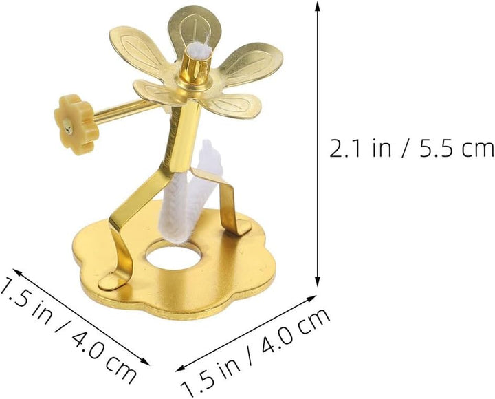 Angoily 3 Stück Verstellbarer Lotus-öllampen-dochthalter aus Legierungsmetall Winddichtes Baumwolldo