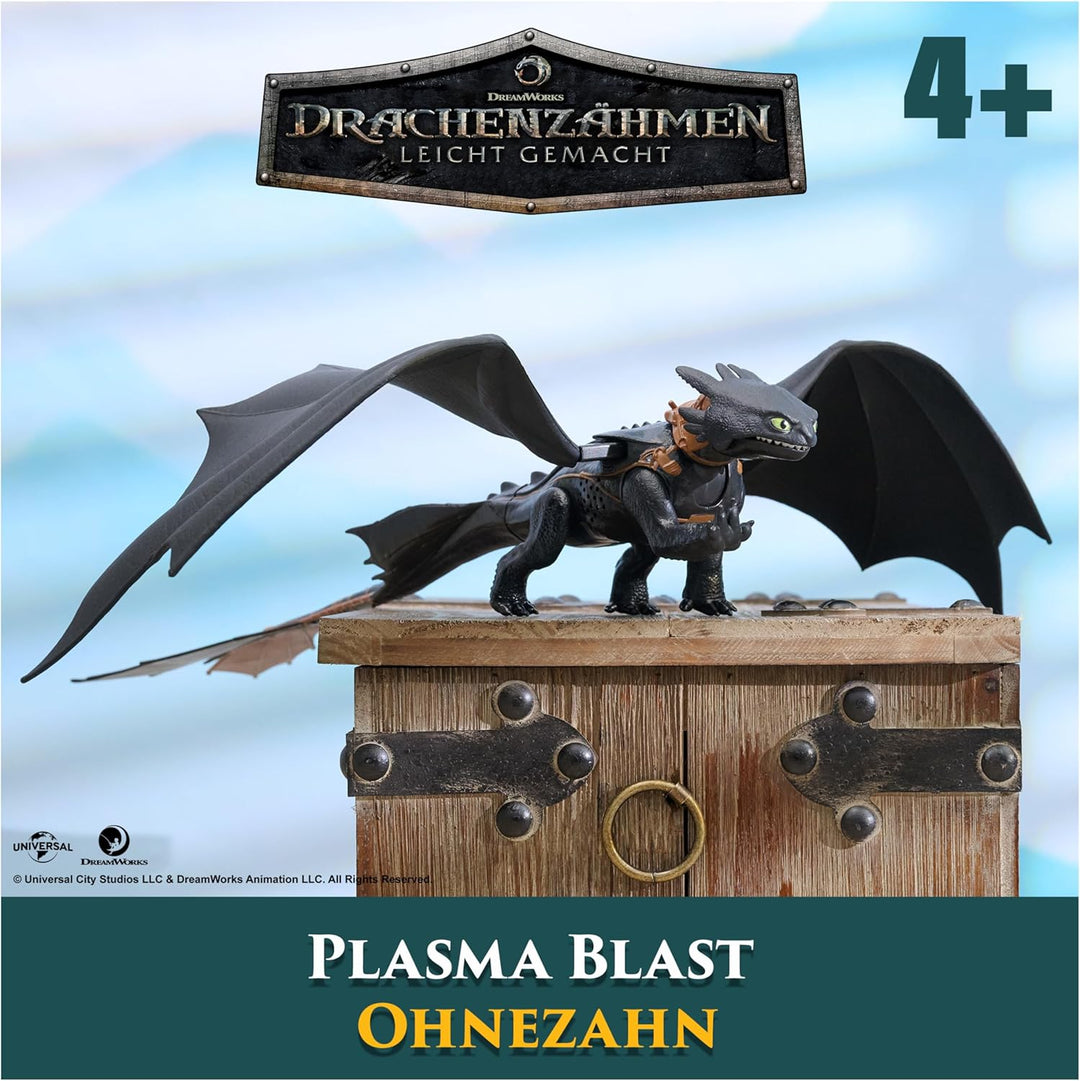 Dreamworks Dragons – Plasma Blast Ohnezahn, 51cm lange Drachenfigur mit Licht- und Soundeffekten, Sp