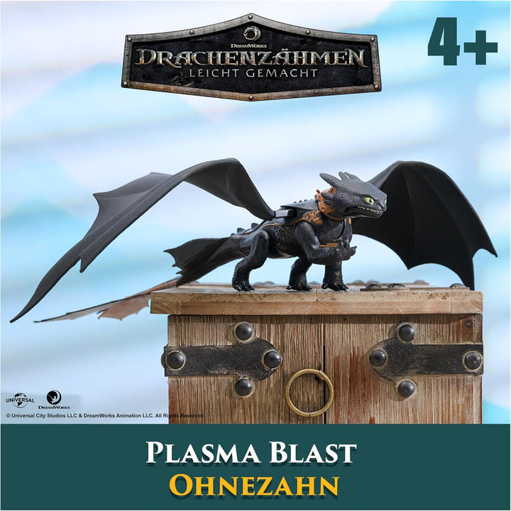 Dreamworks Dragons – Plasma Blast Ohnezahn, 51cm lange Drachenfigur mit Licht- und Soundeffekten, Sp