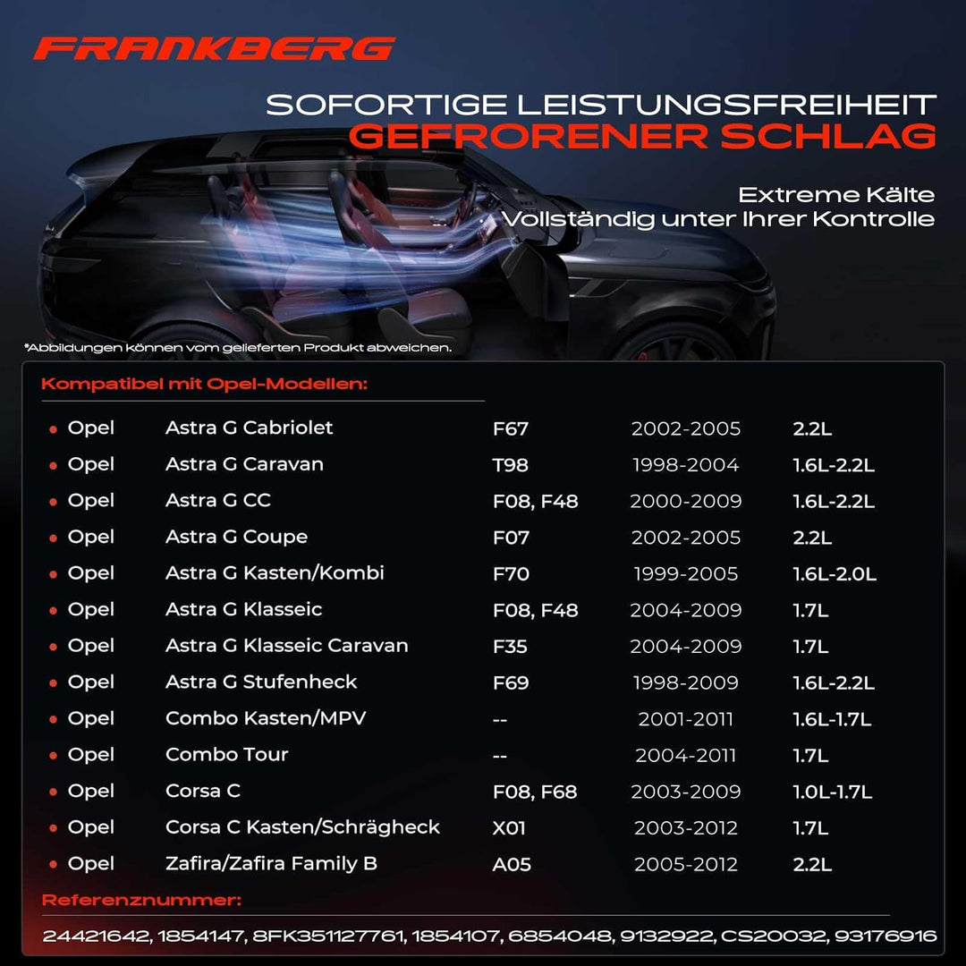 Frankberg 1x Klimakompressor Klimaanlage Kompatibel mit Astra G Cabriolet F67 2.2L 2002-2005 Astra G