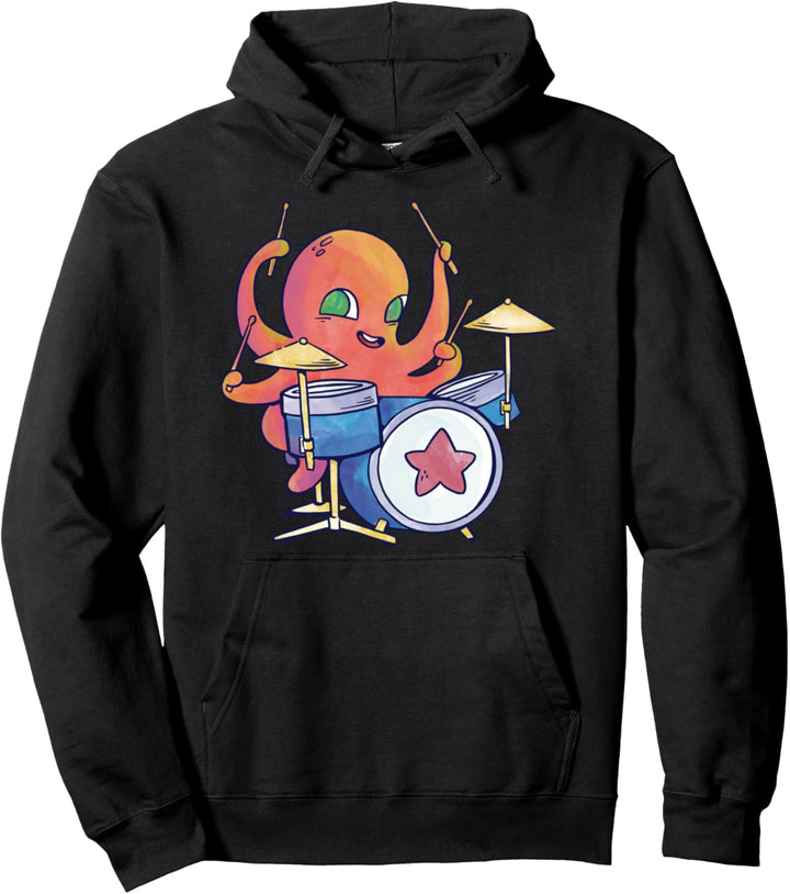 Aquarell Octopus Drummer Drums Musik Ocean Pullover Hoodie