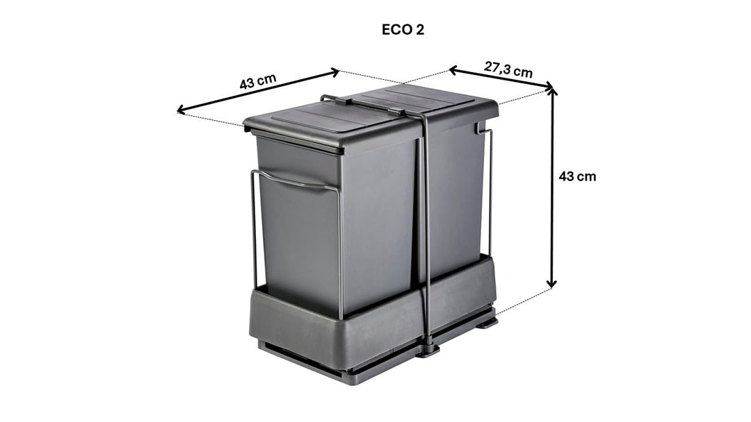 Ausziehbarer SMART Einbaumülleimer, Abfalleimer, Mülleimer „Müllomatic ECO 2“ mit automatischem Ausz
