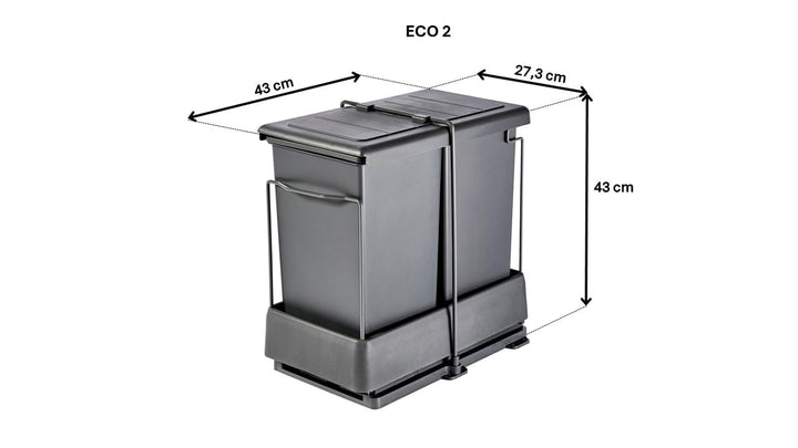 Ausziehbarer SMART Einbaumülleimer, Abfalleimer, Mülleimer „Müllomatic ECO 2“ mit automatischem Ausz