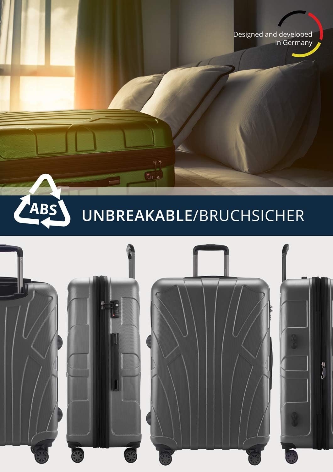 Suitline grosser Hartschalen-Koffer Koffer Trolley Rollkoffer XL Reisekoffer, TSA, 76 cm, ca. 96-110