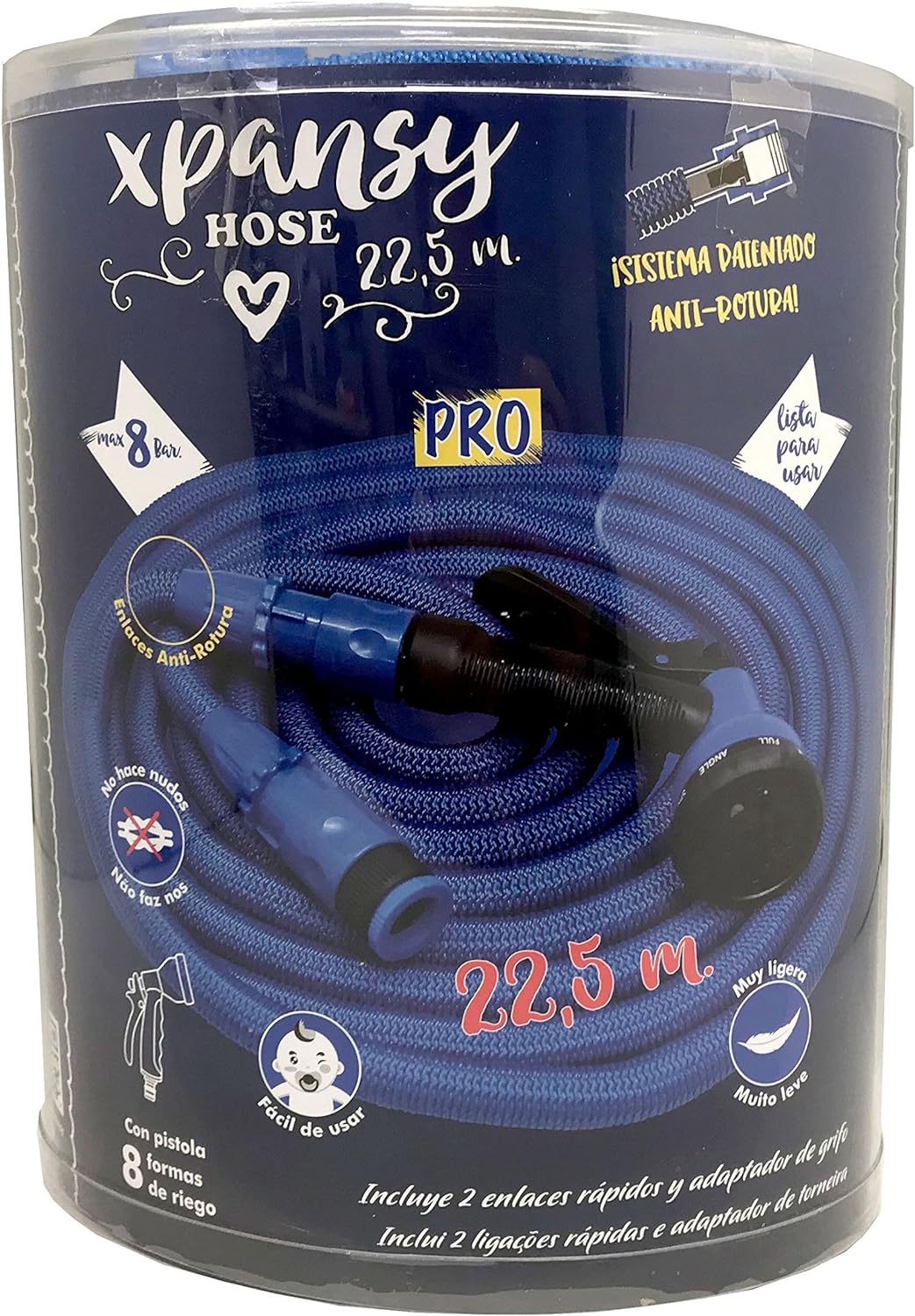 Xpansy Hose Pro C2607B Durch Wasserdruck Verlängerbarer Schlauch, Blau, 22,5 Meter 22,5 Meter Pro, 2