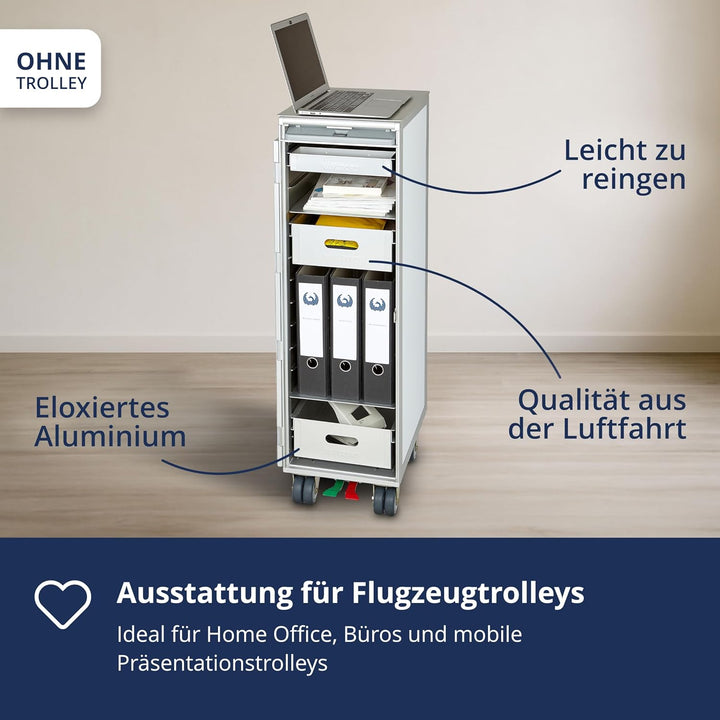Ausstattungspaket für Flugzeugtrolleys und Airline Trolleys, Büro & Homeoffice, KSSU-Norm Aluminium