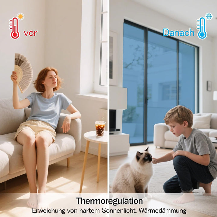 FILMGOO Fensterfolie Sichtschutz Spiegelfolie Fenster Selbstklebend Sonnenschutz Anti-UV Folie Priva
