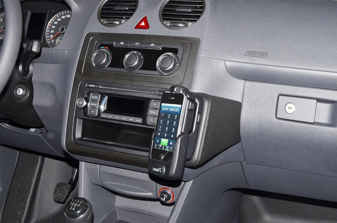 KUDA 096845 Halterung Kunstleder schwarz für VW Caddy (2K) ab 2009 bis 2015 (mit Handschuhfach), 096