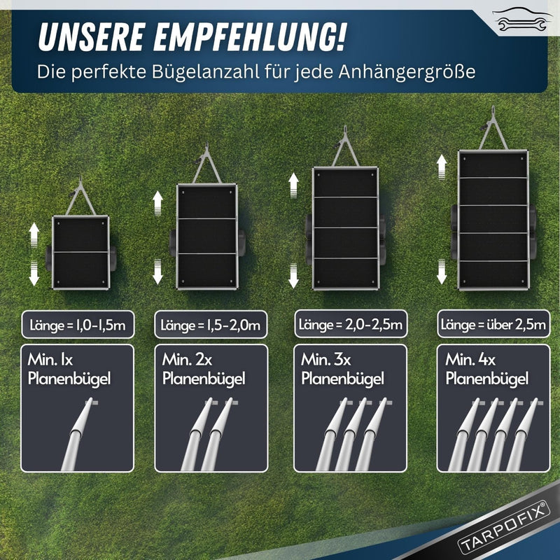 Tarpofix® Anhänger Planenbügel Flachplanenbügel (1-4er Set) - Universell anpassbare Anhängerplanen H
