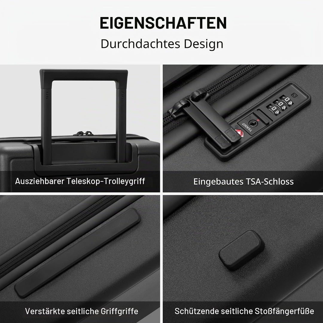 LEVEL8 Koffer Trolleys handgepäck Leichtgewicht 100% PC mit Organizer Set 4-teilig TSA Zahlenschloss
