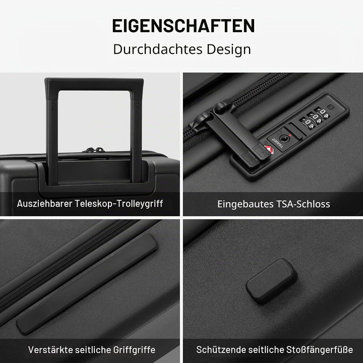 LEVEL8 Koffer Trolleys handgepäck Leichtgewicht 100% PC mit Organizer Set 4-teilig TSA Zahlenschloss