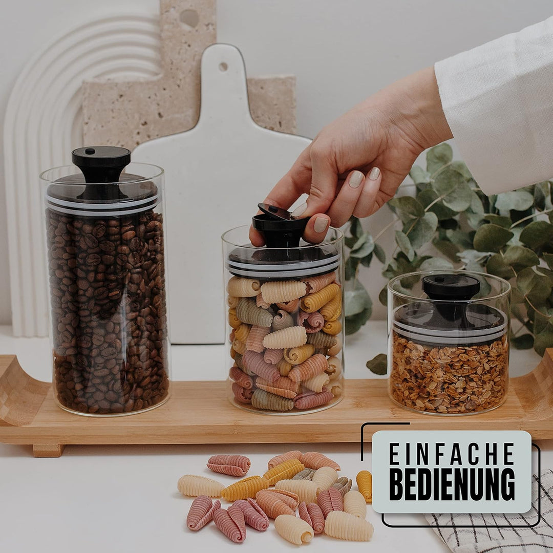 Vorratsgläser mit Vakuumdeckel, Luftdichte Aufbewahrung, Vorratsdose mit Deckel, mottensichere Gläse