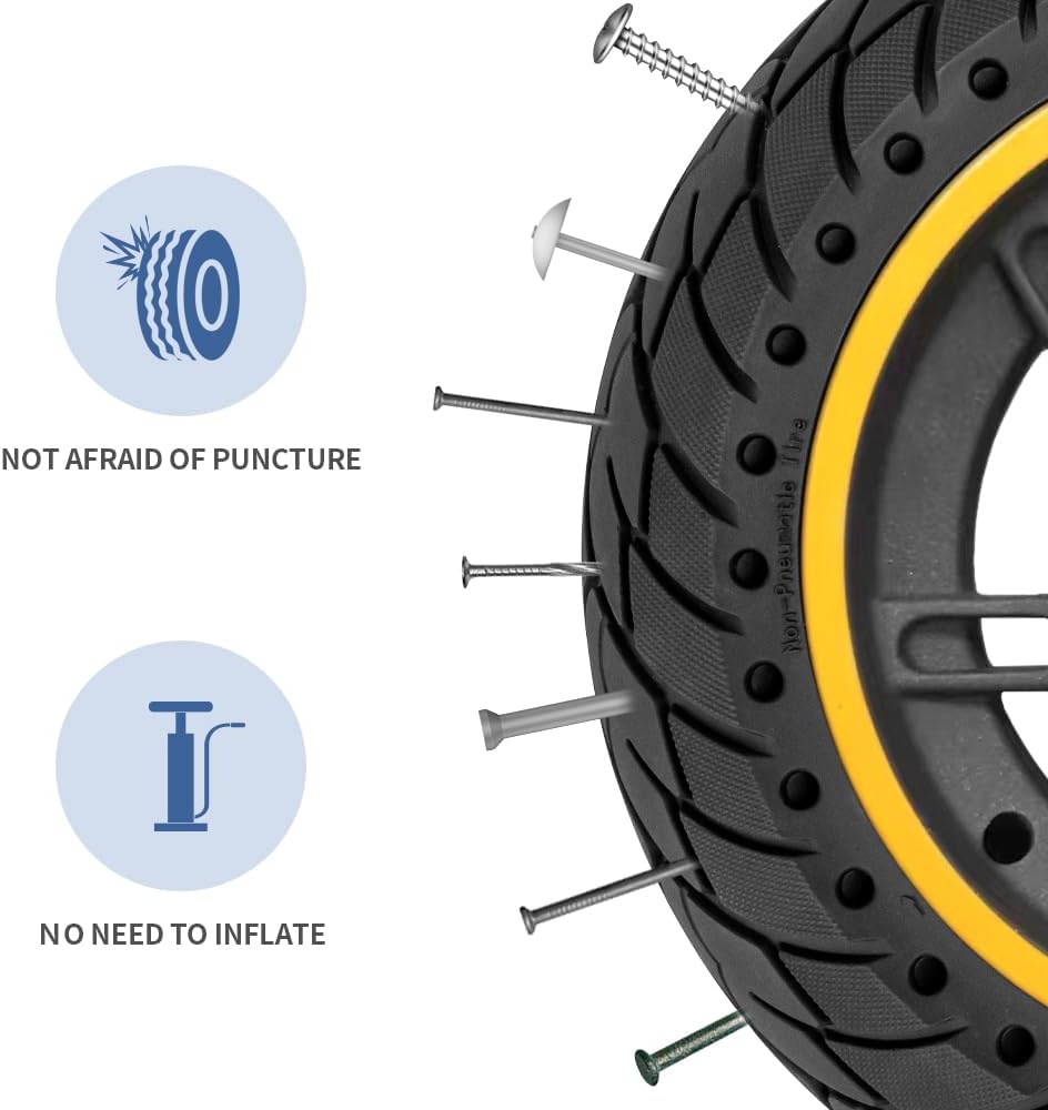 Vollreifen für Max G30, 10 Zoll Vollgummireifen Vorderrad, 60/70-6,5 Roller Ersatzräder für Segway N