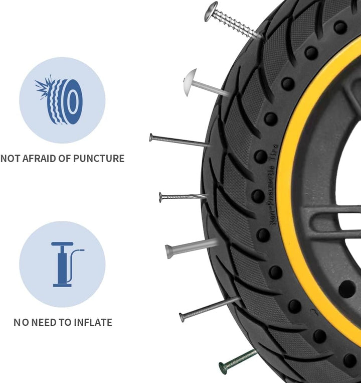 Vollreifen für Max G30, 10 Zoll Vollgummireifen Vorderrad, 60/70-6,5 Roller Ersatzräder für Segway N