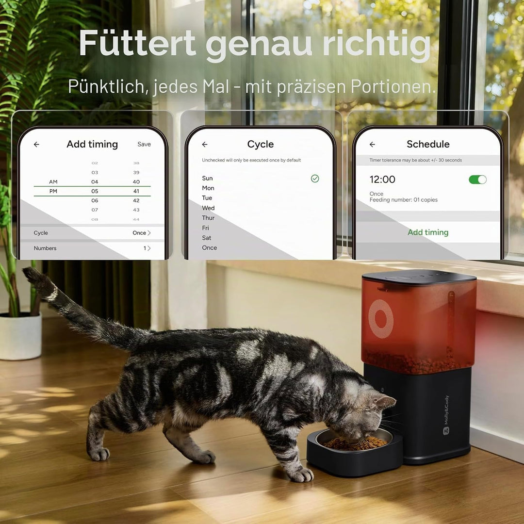 Futterautomat Katze mit Kamera 6L, Automatischer Katzen Futterautomat für Katzen und Hunde, App-Steu