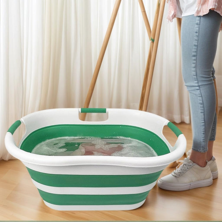 SAMMART 40L zusammenklappbarer Wäschekorb aus Kunststoff – faltbarer Pop-Up-Aufbewahrungsbehälter/Or
