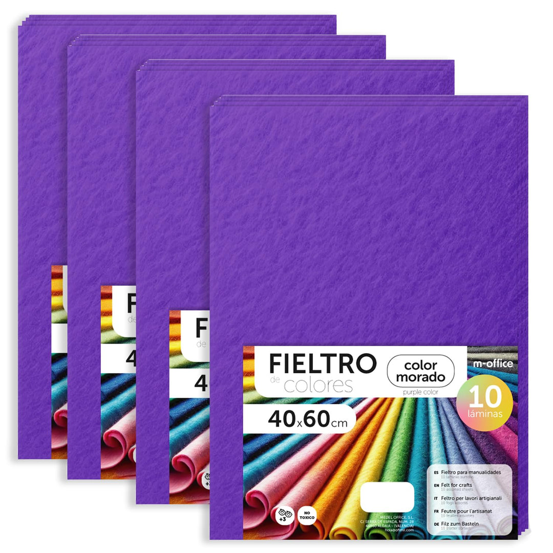 m-office Bastelfilz für DIY-Projekte, Filzplatten in bunten Farben, Weich und Flexibel, Material für