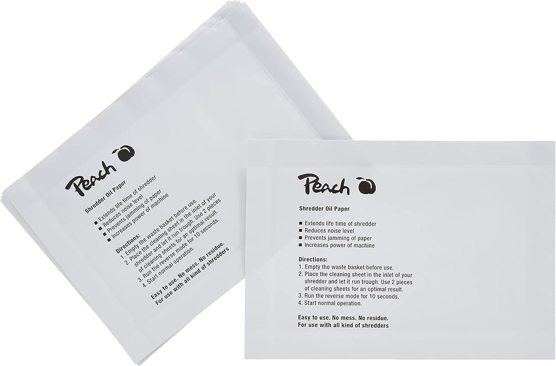 Peach PS100-00 Aktenvernichter Service Kit | 12 Ölpapiere | Aktenvernichterpflege | für hohe Schneid