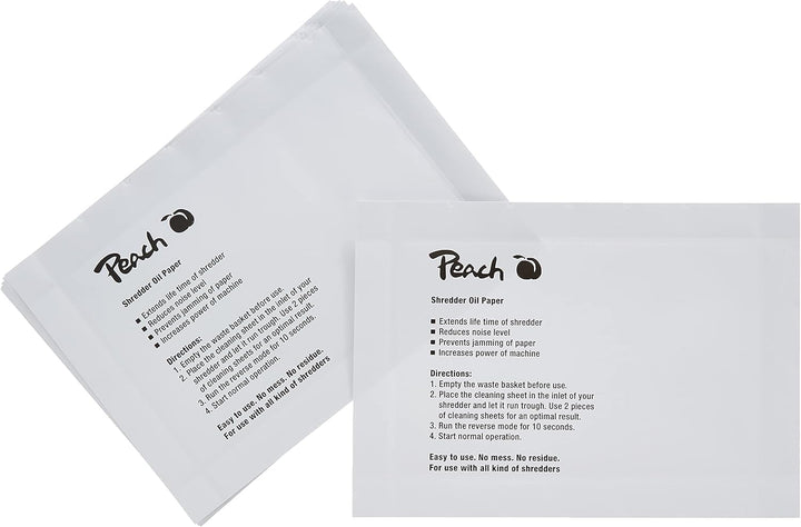 Peach PS100-00 Aktenvernichter Service Kit | 12 Ölpapiere | Aktenvernichterpflege | für hohe Schneid