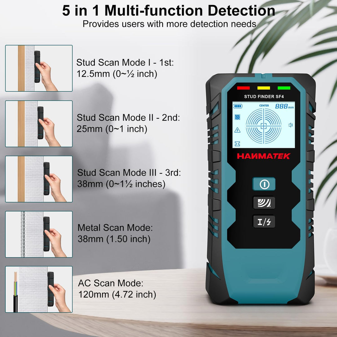HANMATEK Stud Finder Wall Scanner,5 in 1 Multifunktions Stud Locator mit Upgraded Smart Sensor Audio