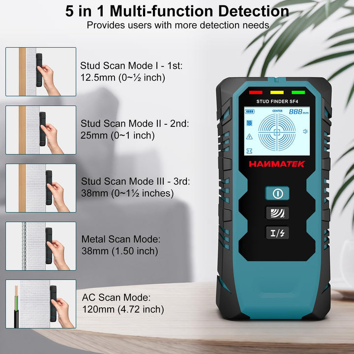 HANMATEK Stud Finder Wall Scanner,5 in 1 Multifunktions Stud Locator mit Upgraded Smart Sensor Audio