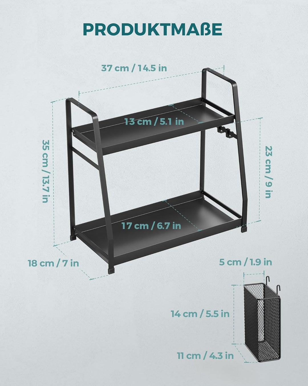 OROPY 2 Tier Gewürzregal für Arbeitsplatte, Metall Stehende Küche Lagerung Veranstalter Regal, Verti