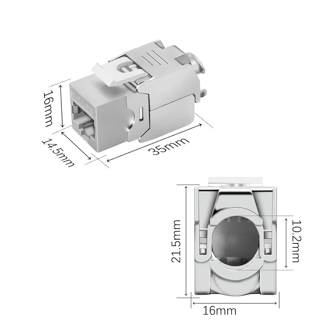 8x CAT 7 Keystone RJ45 Modul Buchse LAN Kabel 10 Gbit/s bis 1000 MHz AWG 22-24 werkzeuglos LSA vollg