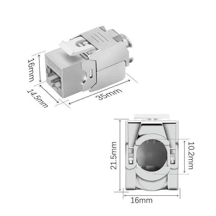 8x CAT 7 Keystone RJ45 Modul Buchse LAN Kabel 10 Gbit/s bis 1000 MHz AWG 22-24 werkzeuglos LSA vollg