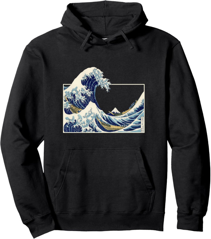 Kanagawa Japanische Kunst Die grosse Welle Vintage-Ästhetik Pullover Hoodie