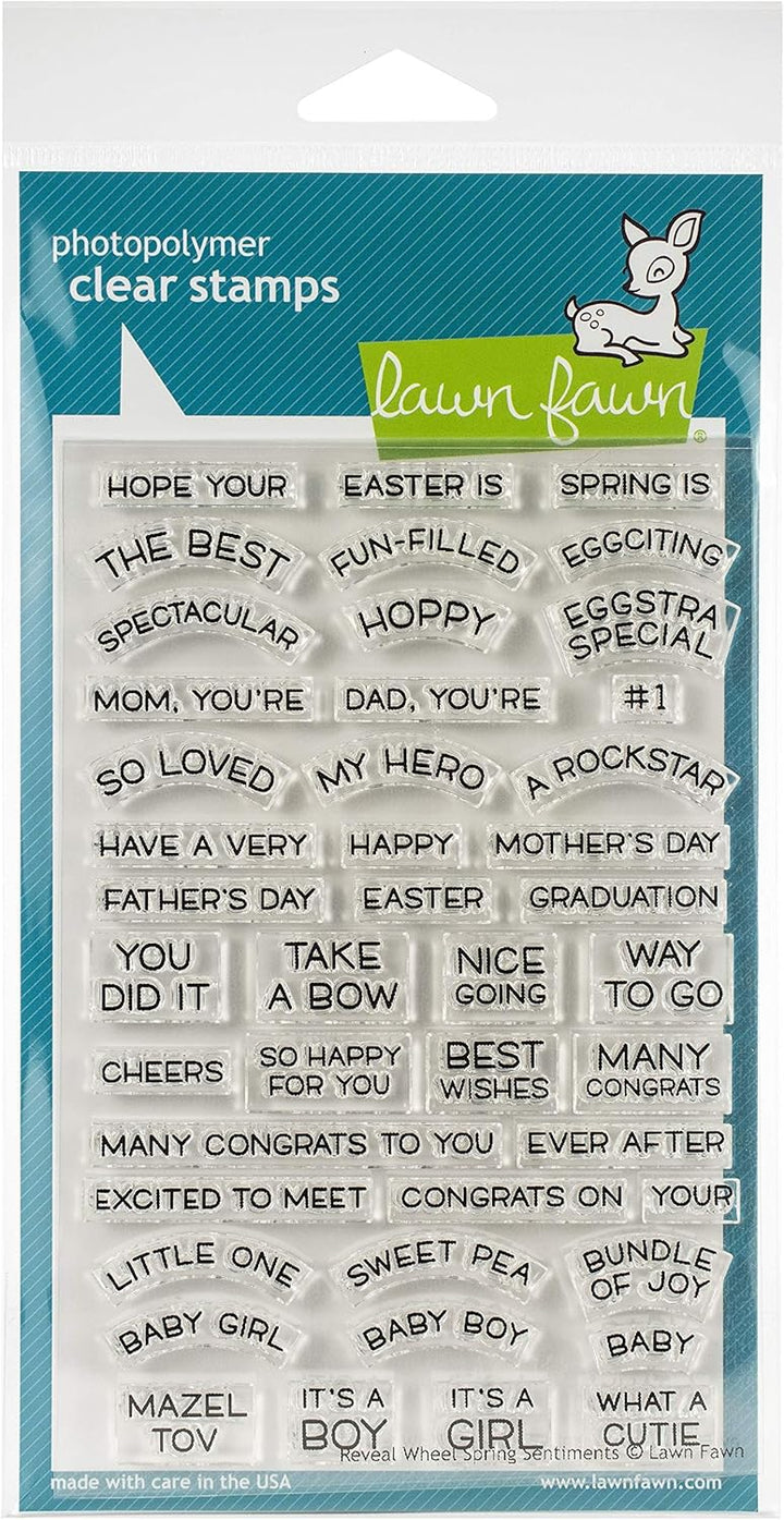Lawn Fawn, Clear Stamp, Reveal Wheel Spring sentiments