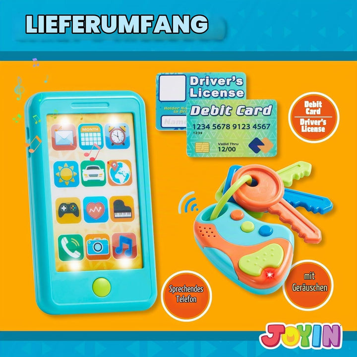 JOYIN Kleinkind Spielen Telefon, blau Spielzeug Telefon Set, Keyfob Schlüssel Spielzeug und Kreditka