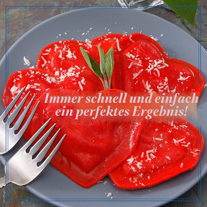 LA GONDOLA Ravioli Stempel Cuore Love, Herzform, Messing, Griff aus Naturholz