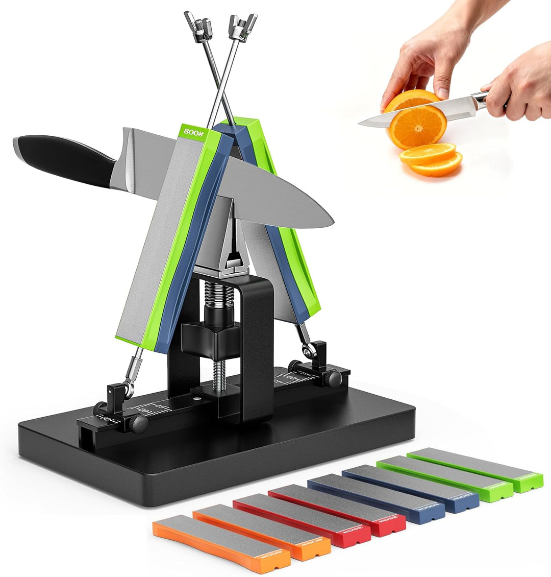 Messerschärfer Profi Set, Outdoor Messerschleifer mit 8 Körnungen, Universal Schärfsystem klein mit