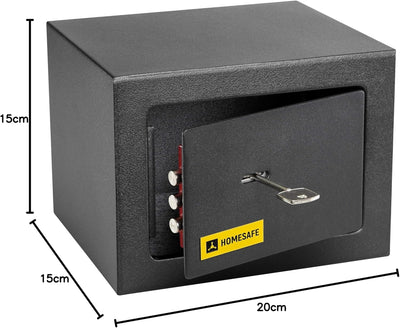 Homesafe HV15K Tresor Safe mit Schlüssel-Schloss, 15x20x17cm (HxWxD ), Carbon Satin Schwarz, 15x20x1