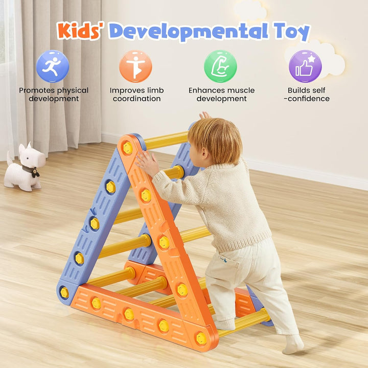 Montessori Kletterdreieck, Klettergerüst mit Dreieckiger Leiter Bogenleiter und 2 Kletterbrettern Ve