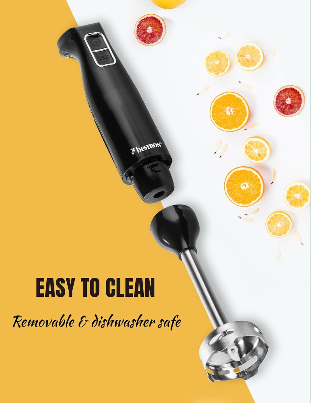 Bestron Stabmixer, Pürierstab mit 2 Geschwindigkeitsstufen & ergonomischer Handgriff, Staab abnehmba