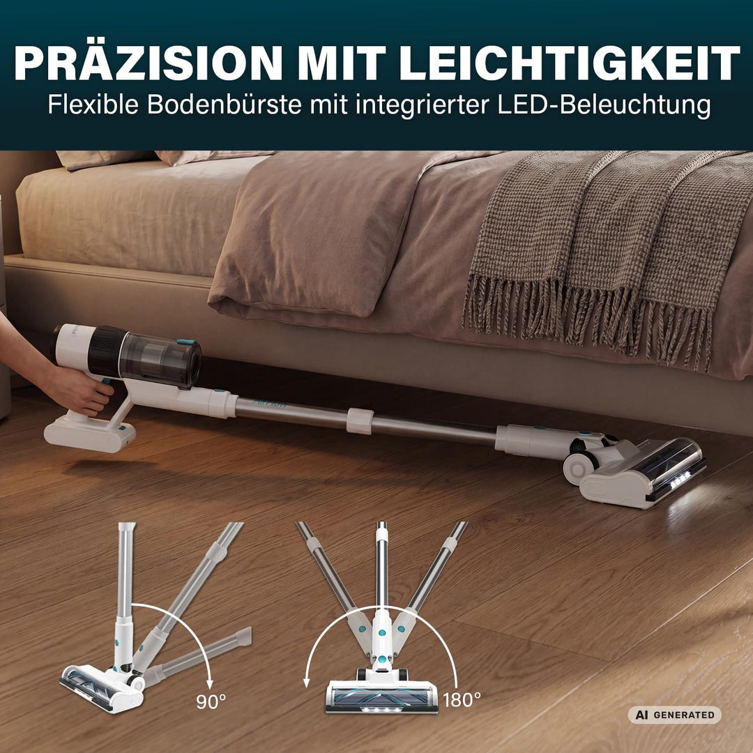 Princess Akku staubsauger, 150 AirWatt, Bis zu 50 Minuten Laufzeit, 339520 Weiss Blau, Weiss Blau