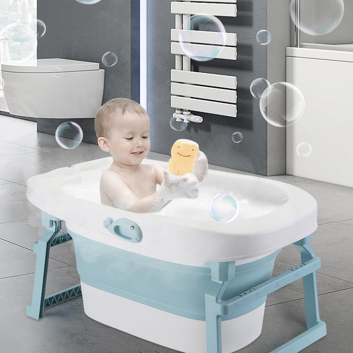 Faltbare Badewanne für Babys, XXL, 3-in-1, faltbar, für Neugeborene, mit Duschhocker, schnelle Entwä