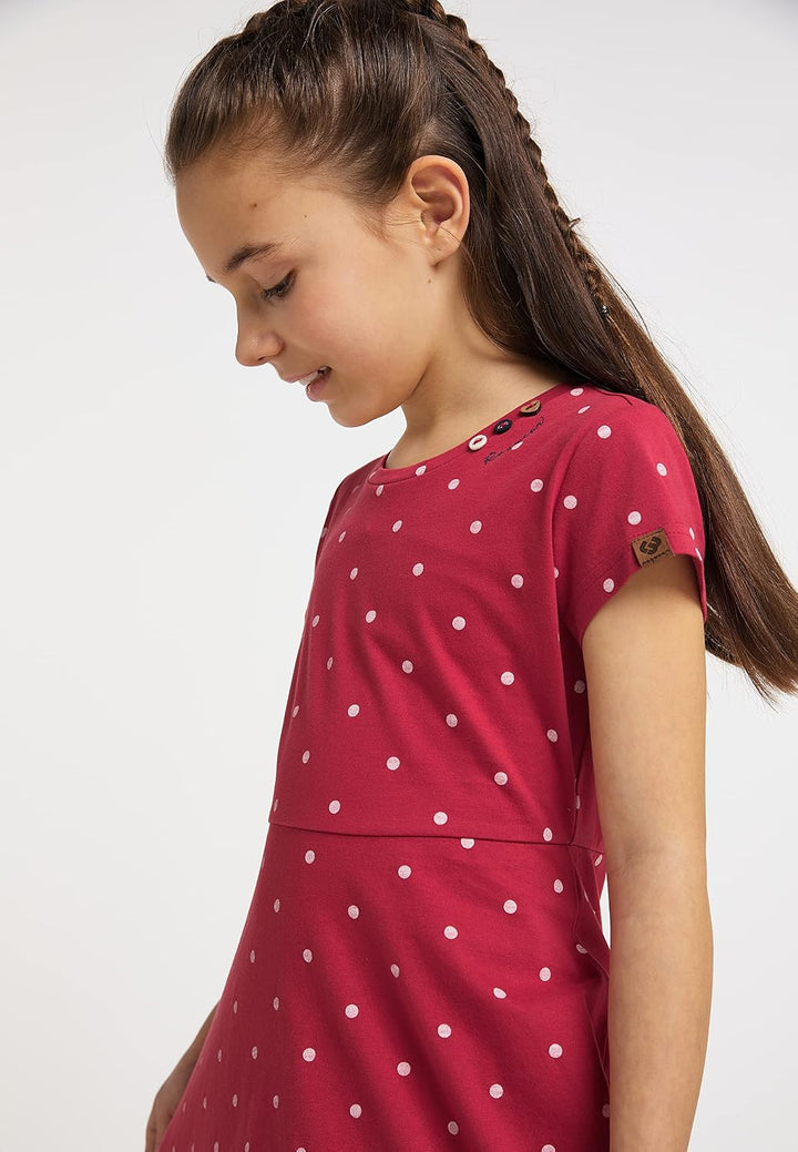 Ragwear Mädchen Kleid GWENDOLINE und GWENDOLINE DOTS Sommerkleid gepunktet und Einfarbig in sommerli