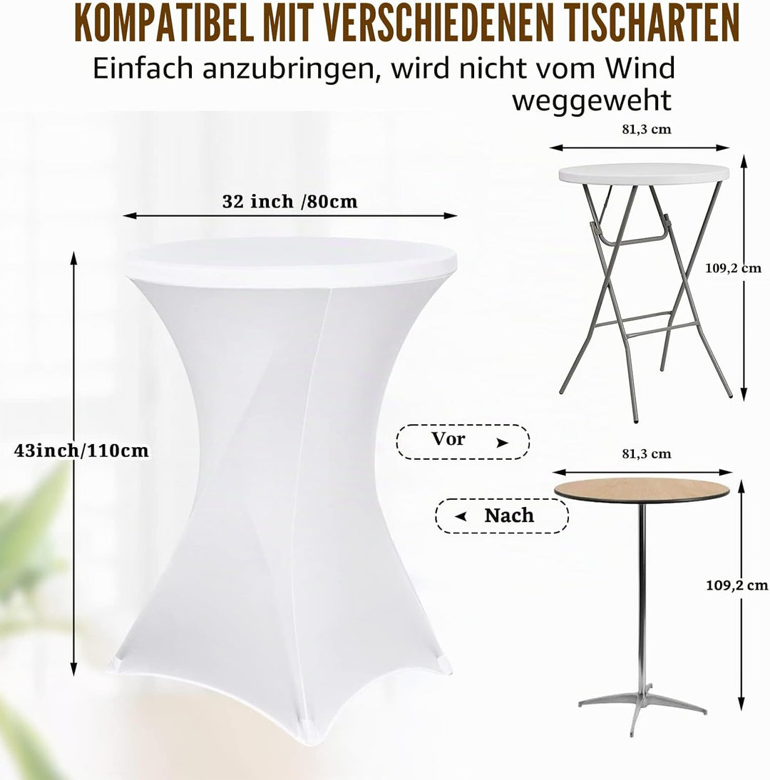 Pesonlook 4er-Set Stretch Stehtisch Husse für Bistrotisch Ø 80-85 cm Elegante,Verstärkung im Fussber