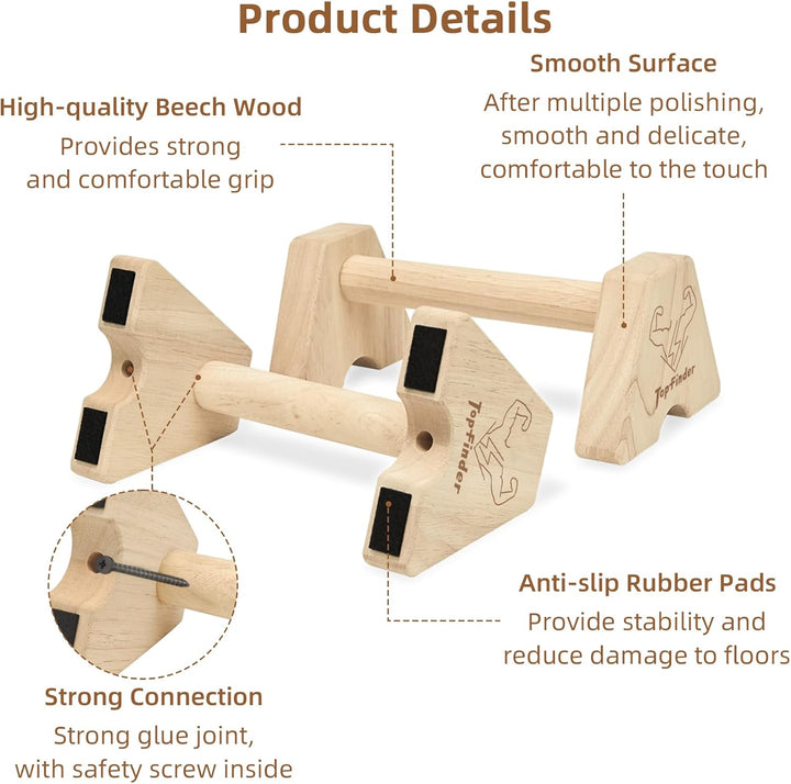 Liegestützgriffe Holz, Parallettes Calisthenics Handstand Griffe Stütze Push Up Bars Calestetic Equi