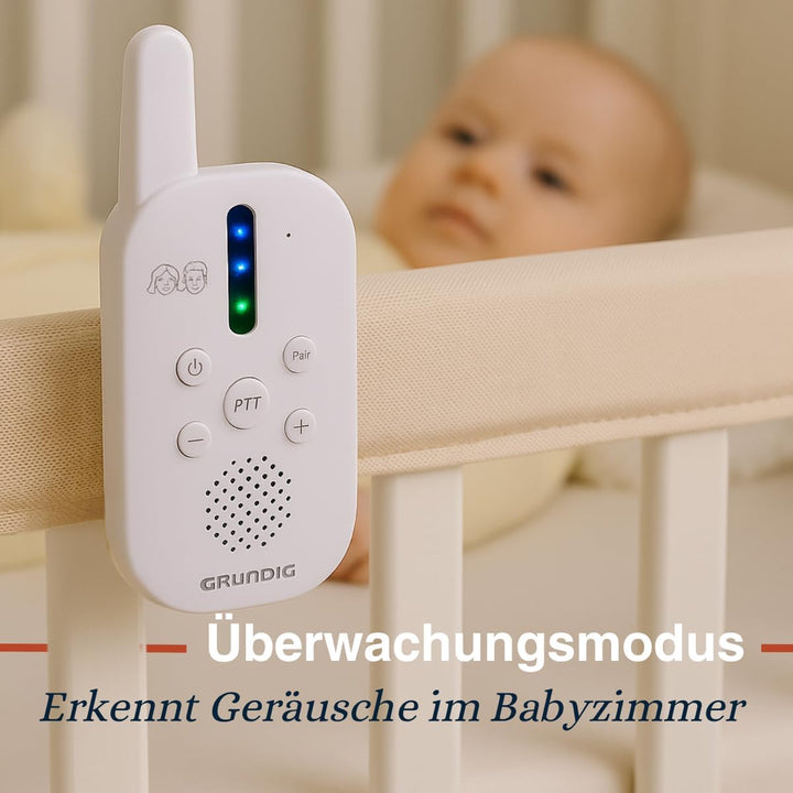 Grundig DECT Audio-Babyphone – Babyfon mit 150 m Reichweite – Eltern-Kind-Einheit – mit LED-Tonanzei