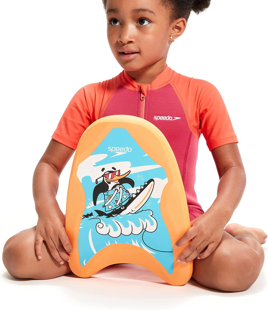 Speedo Unisex Kinder Printed Float Bedruckter Schwimmer, Chima-Azurblau/Neon-Orange, One Size